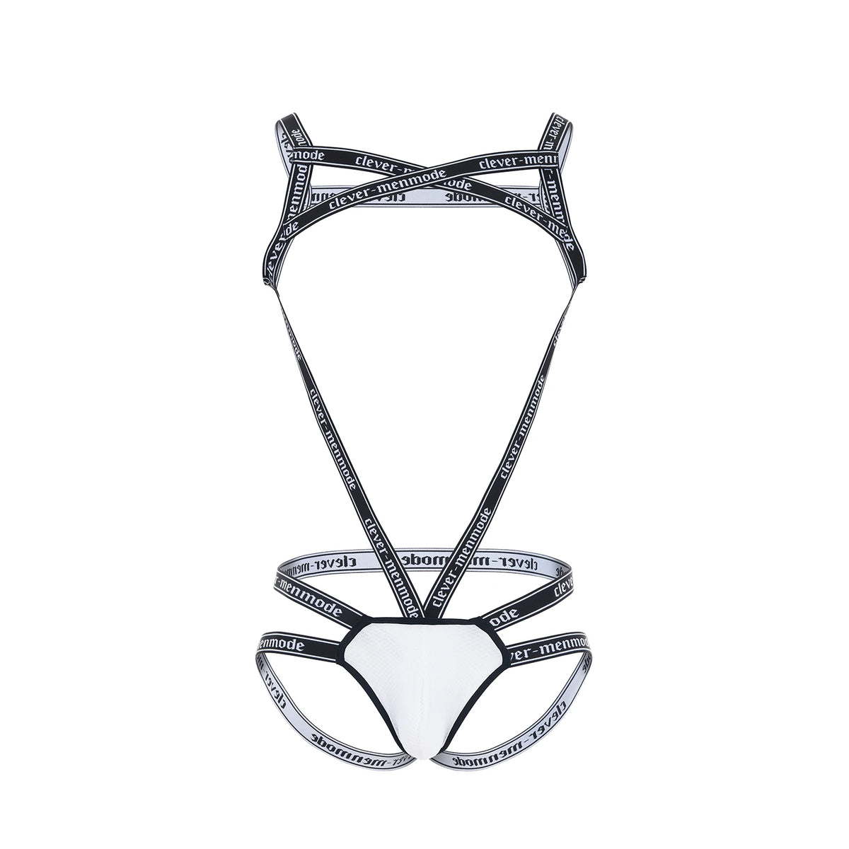 Body Harness Jockstrap Erotic Lingerie Men Sexy Bodysuit Letter Printed Elastic Strap Bondage Costume Hollow Out Mesh U Pouch Ni