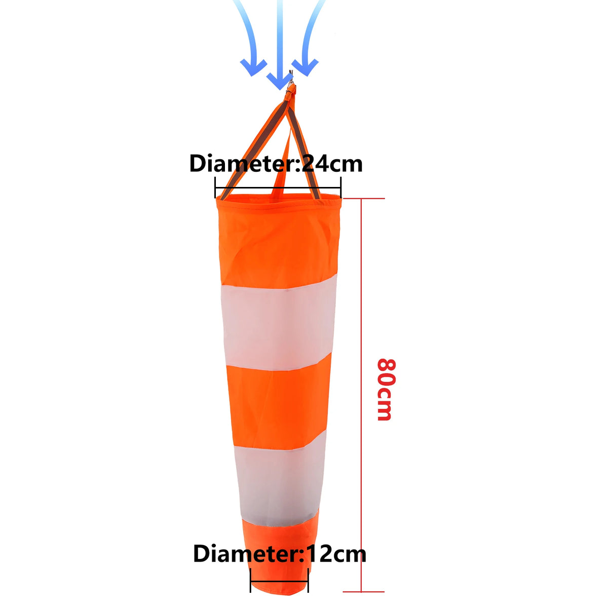 60/80/100cm Reflective Windsock Outdoor Rip-stop Wind Measurement Weather Vane Refective Windsock Weathervane Waterproof 1Pc