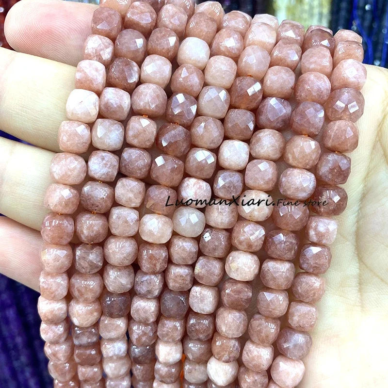 Natural Stone 7-8MM Faceted Square Lapis Lazuli Loose Cube Spacer Beads for Jewelry Making Diy Earrings Bracelets Accessories