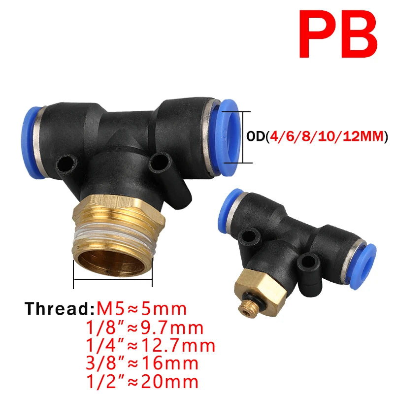 5Pcs Pneumatic Air Connector Fitting PC/PCF/SL/PB/PL 6 8 10 12 Thread 1/8 1/4" 3/4" 1/2" Hose Fittings Pipe Quick Connectors