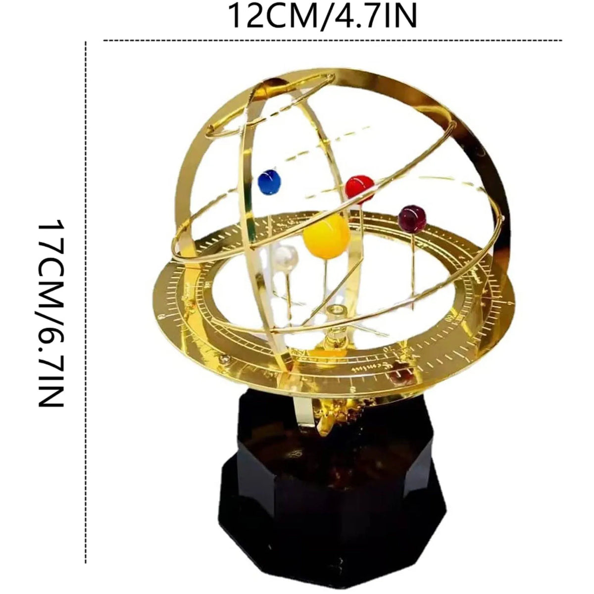 Rotating Solar System Metal Ornament, Retro Planet Metal Model Kit, Science Art Decoration Indoor Table Ornament