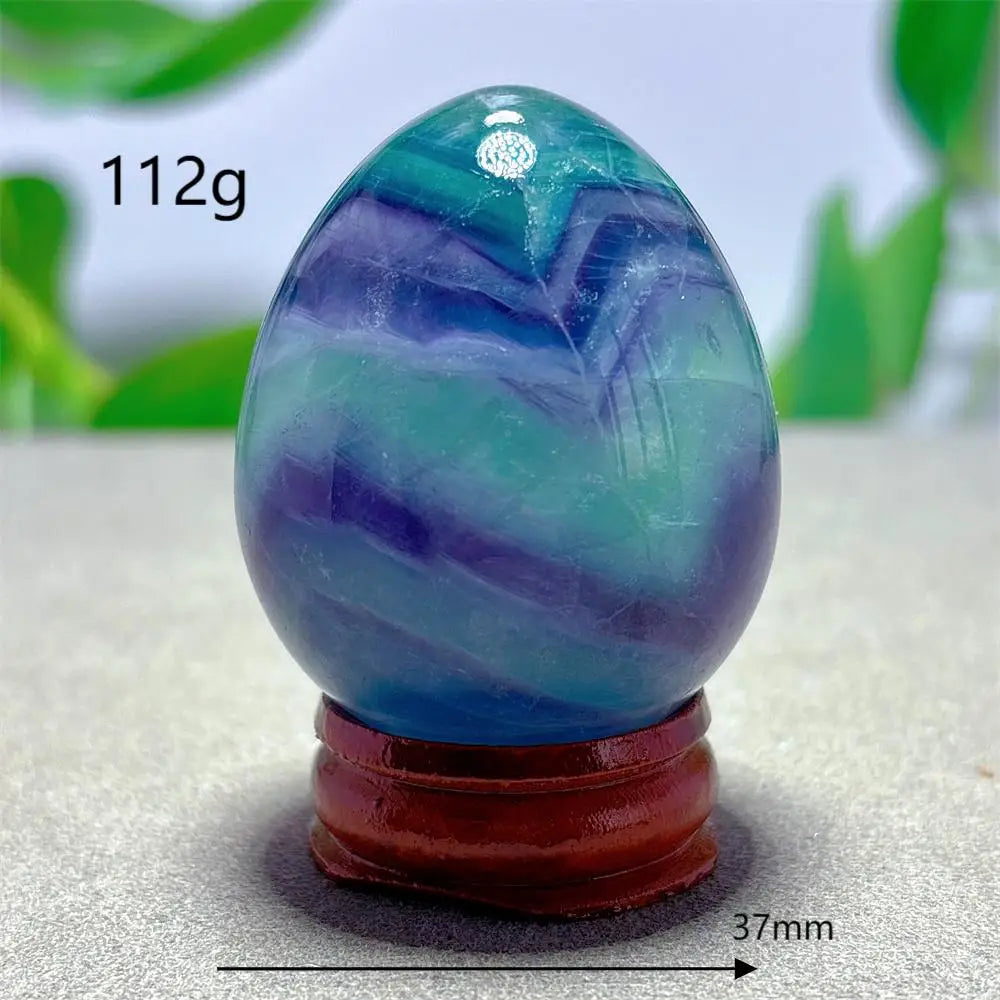 Rainbow Fluorite Egg Crystal Natural Stone Quartz Minerals Home Decoritems Reiki Gifts Energy Healing Luck Love Garden +Stand