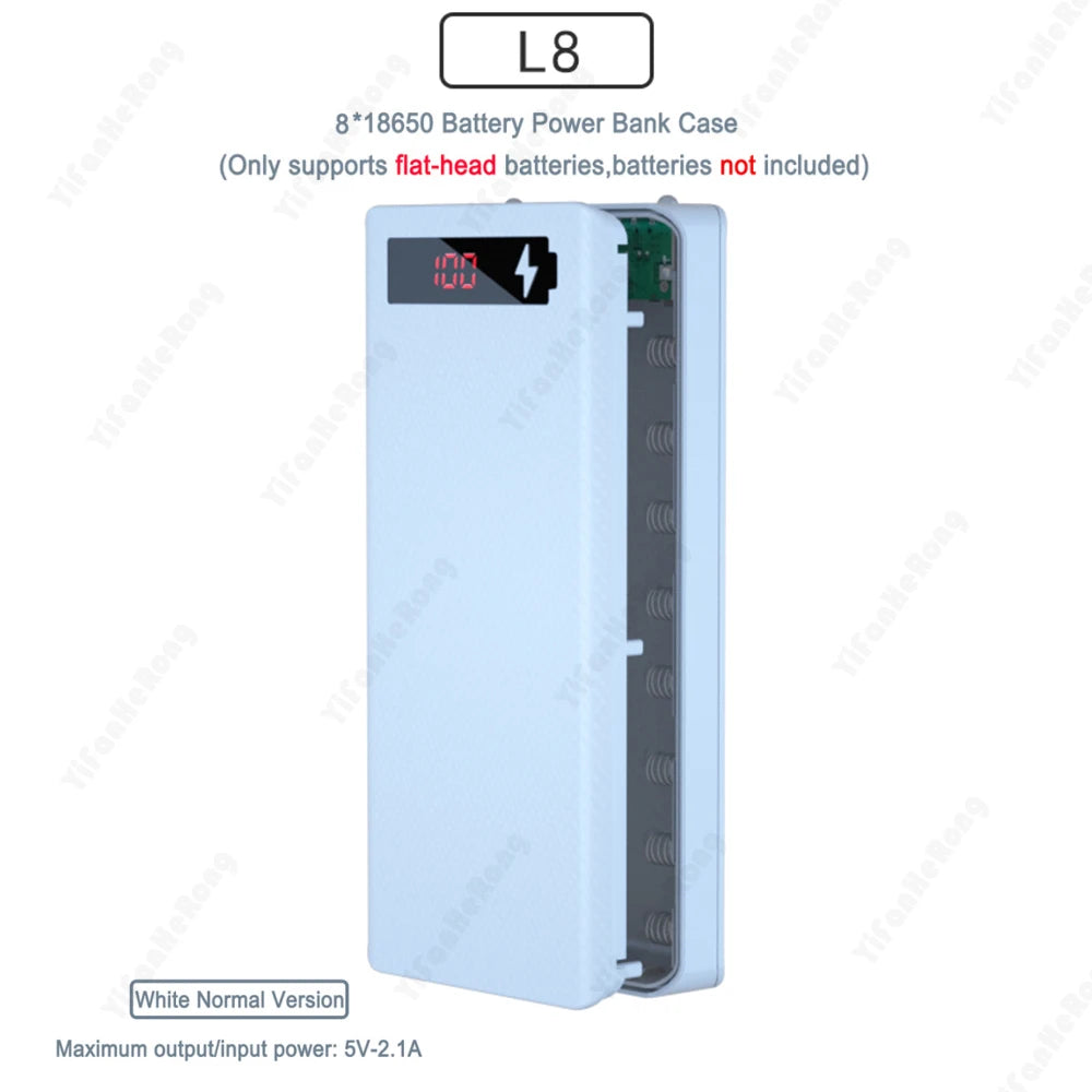 DIY Shell 8*18650 Battery Holder Power Bank Case Dual USB Mobile Phone Charger TypeC 18650 Battery Storage Box For Iphone Xiaomi