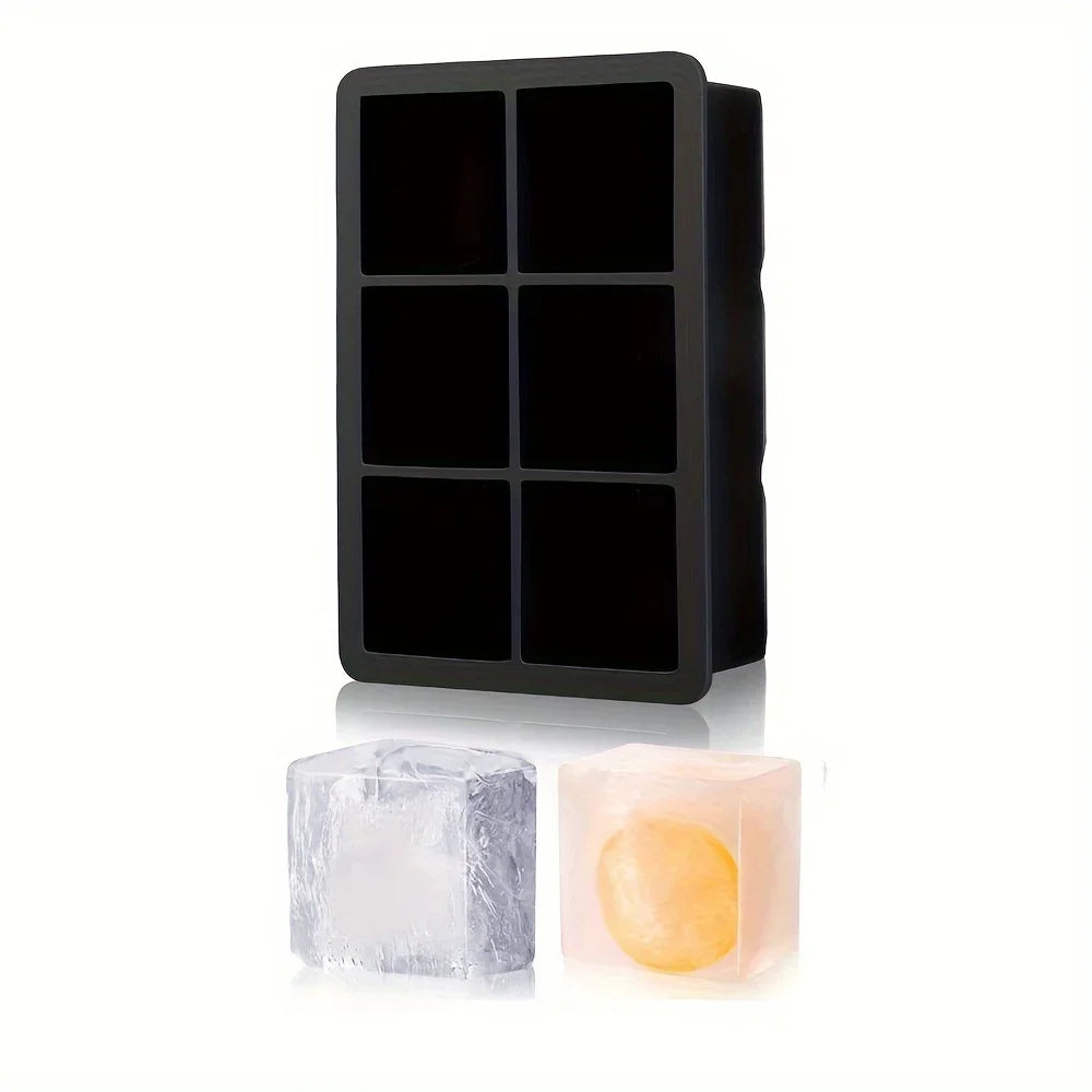 6-Grid Ice Silicone Cube Mold Tray DIY Freeze Ice Maker Creative Ice Cube Mold Barware Tools Perfect for Freezer, Cocktail