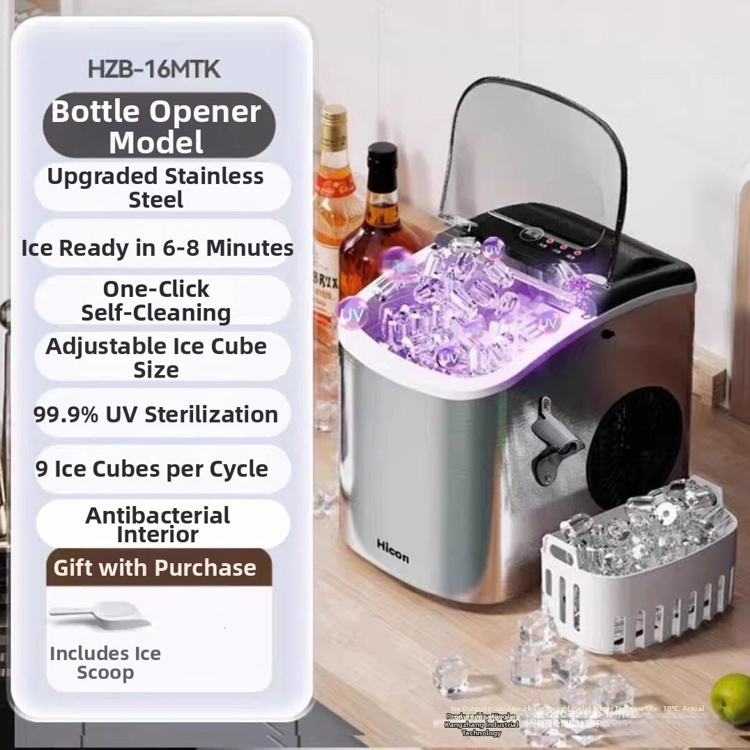 220V Portable Ice Maker Machine for Home & Camping Quick Ice Self-Cleaning Small Ice Machine For HomeOutdoor Energy Efficien