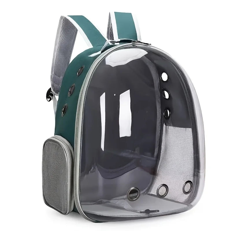 Space Capsule Pet Backpack - Breathable Transparent Travel Carrier for Cats and Small Dogs with Zippers, Portable for Outdoor