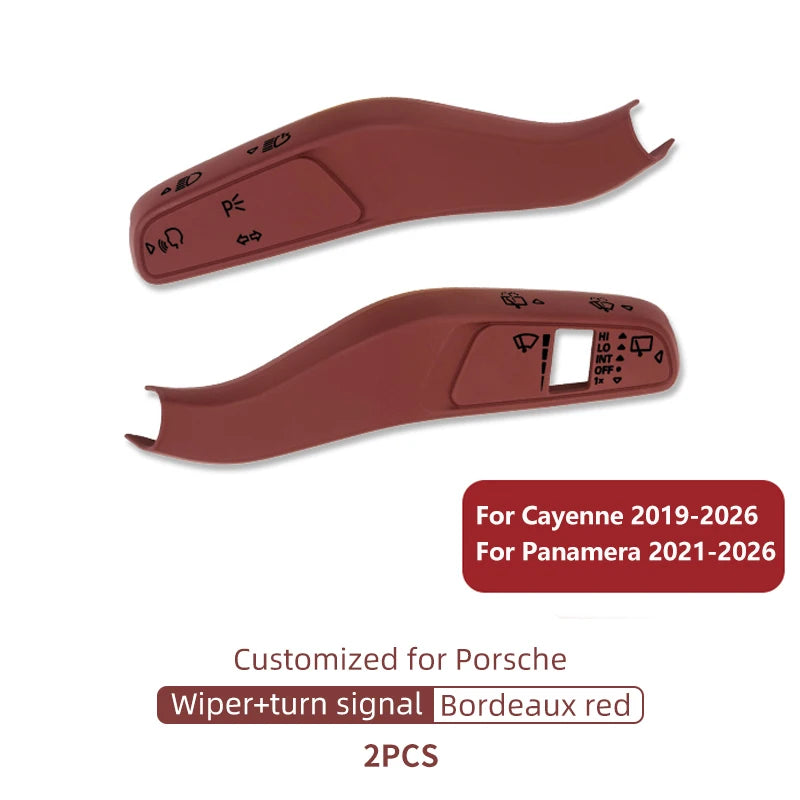 2PCS Car Steering Wheel Headlight Switch Control Cover Carbon Fiber Wiper Switch Trim For Porsche Cayenne 2019-2026 Accessories