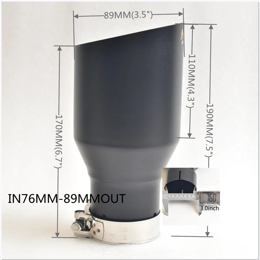 AK 304 Stainless Steel Matte Black Exhaust Tip Single Exit Angled Muffler Tail Pipe Universal Fit for Cars SUVs 51mm/63mm