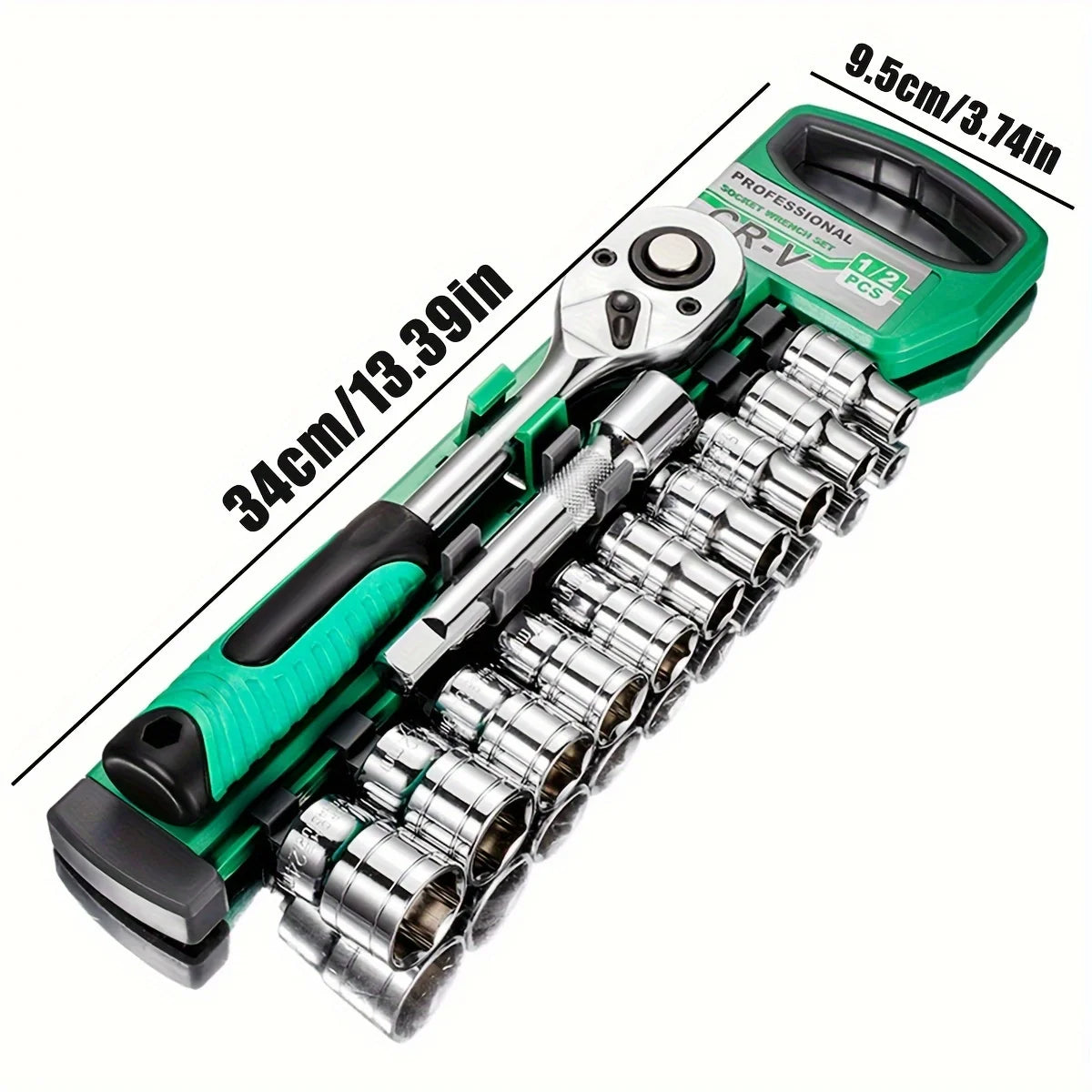 1/2 Ratchet Socket Wrench Set, Quick Release Reversible Ratchet Wrench and Extension Bar, Mechanic Tool Kit