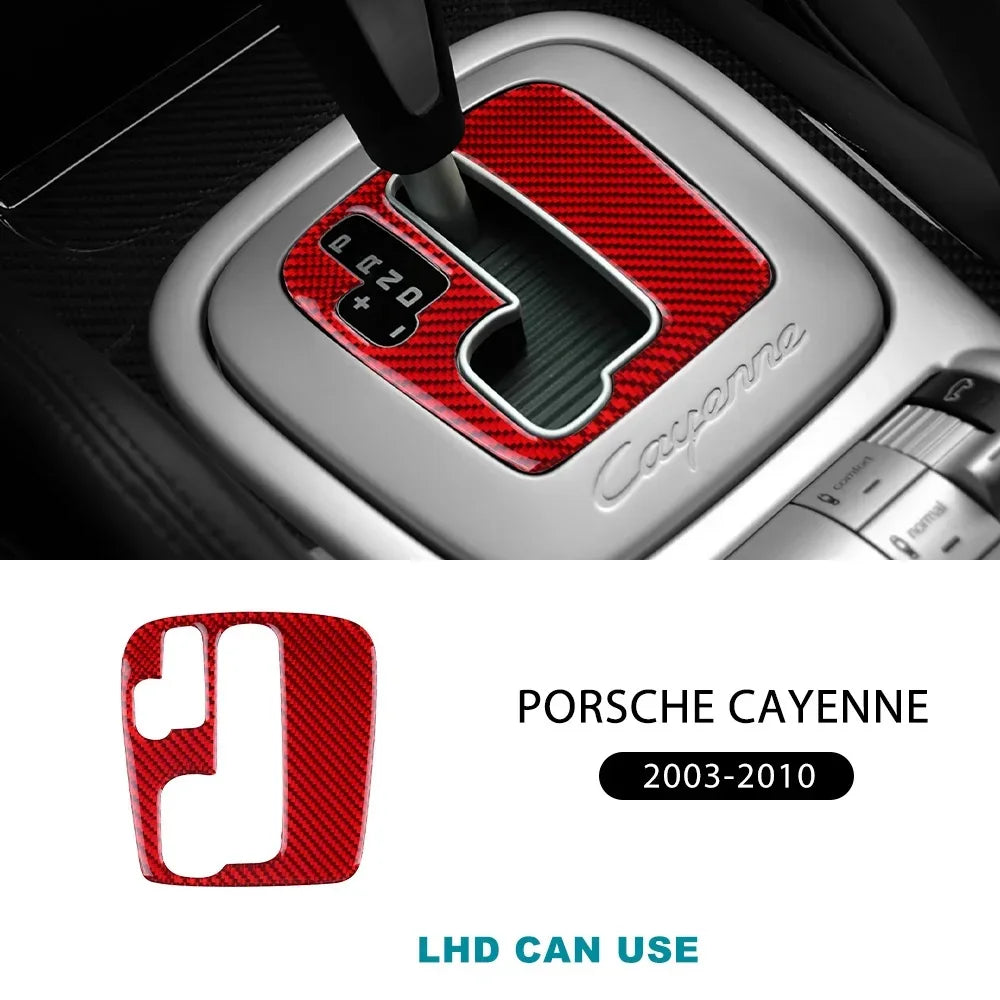 Real Soft Carbon Fiber Sticker For Porsche Cayenne 2003 2004 2005 2006 2007 2008 2009 2010 Gear Shift Panel Interior Accessories