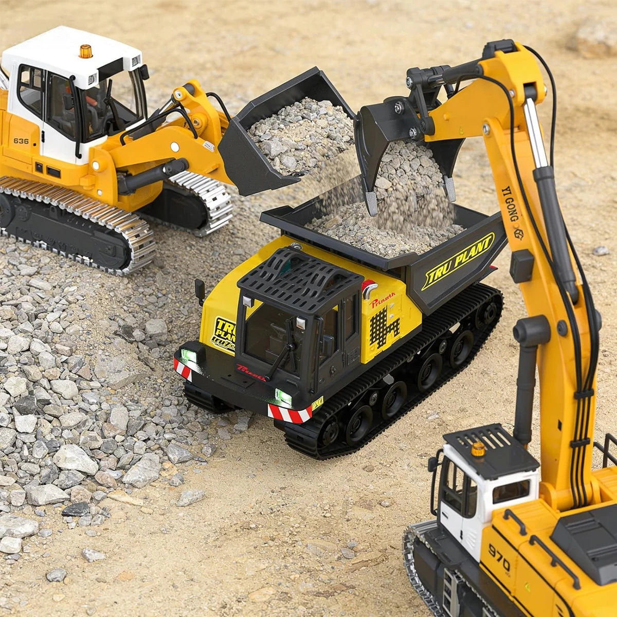 T14R 1/50 RTR Electric 3KM/H RC Crawler Dump Truck Tracked Tipper Finished Construction Vehicle Model Toys with Lights Sounds