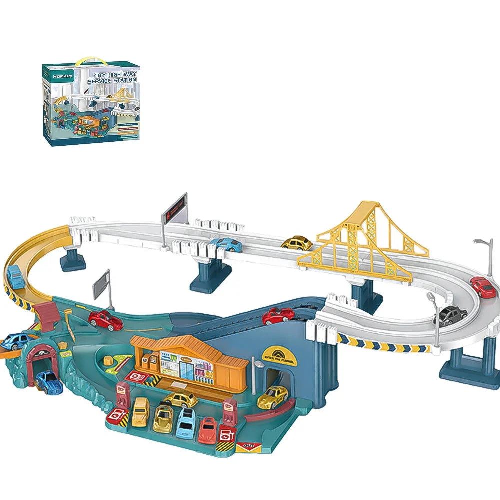 Race Track Car City High Way Service Station Car Route Switching Toys Educational Puzzles Car Slot Toys for Kids Birthday Gifts