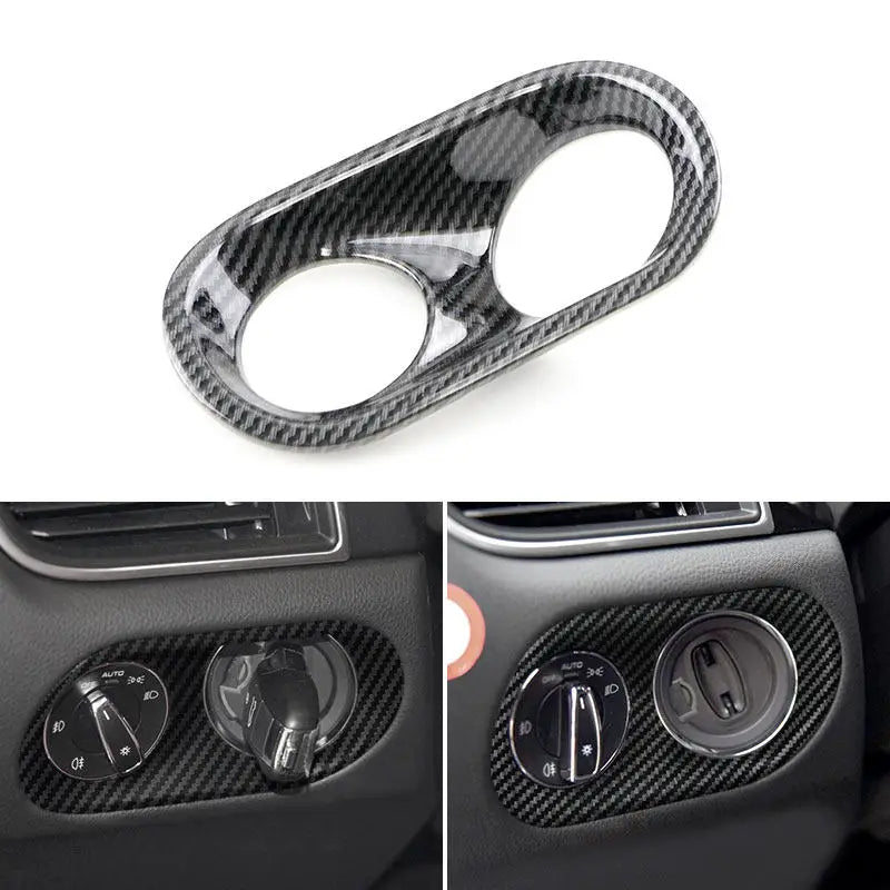 ABS Carbon Fiber Printed Headlight Switch Button Cover Frame Trim For Porsche MACAN 2014 2015 2016 2017 2018 2019 2020 LHD
