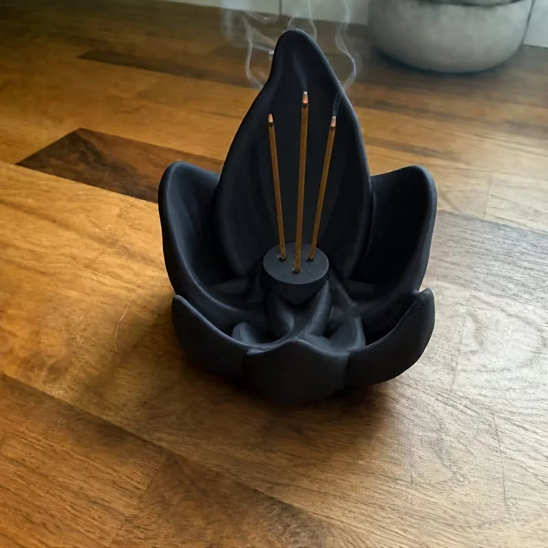 Zen Chinese Style Lotus Incense Burner 3 Hole Plastic Lotus Censer Holder 3D Printing Sleep Aid Lotus Tabletop Incense Base