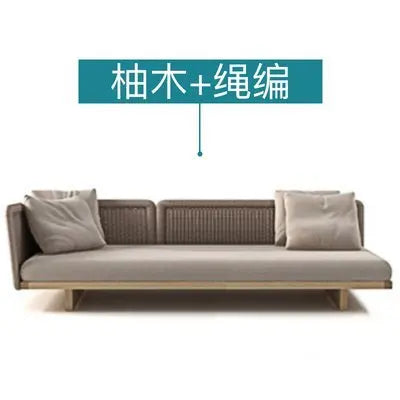 Woven Rattan Outdoor Sofa with Solid Wood Base, Weather-Resistant Patio Couch, 3-Seater Lounge Sofa for Balcony & Garden