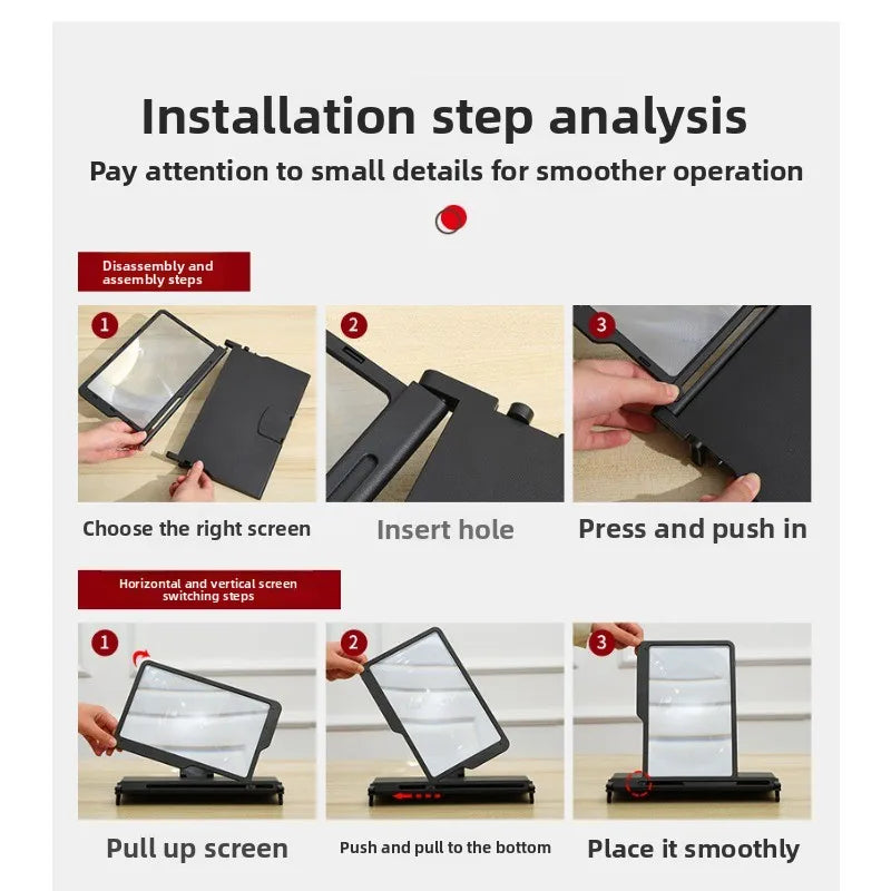 Mobile Phone Ultra-clear Portable New Horizontal Strong Screen Third Generation 3d Magnifying Glass 12 Inch Screen Amplifier