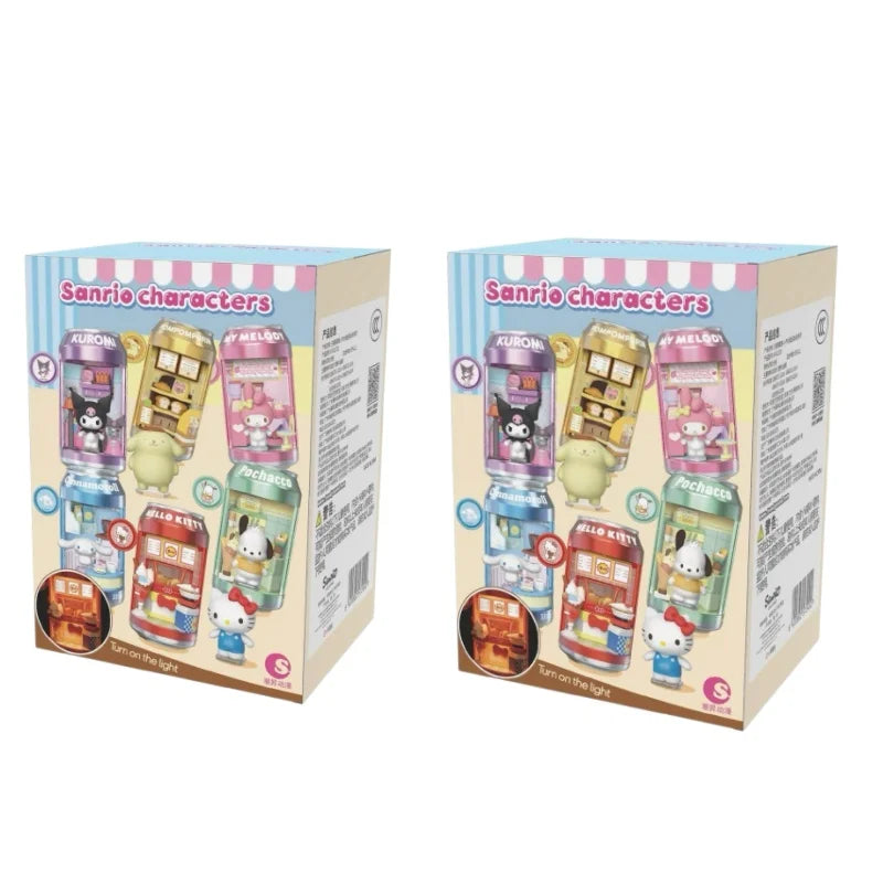 Anime Sanrio Character Soda Can Assembly Series Blind Box Anime Figure Cinnamoroll Hello Kitty Kuromi My Melody Collect Gift