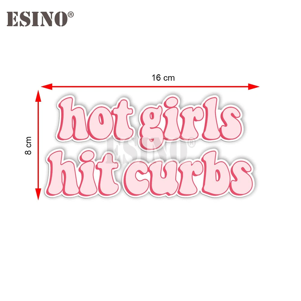 Car Styling Funny Hot Girls Hit Curbs PVC Adhesive Decal Cartoon Waterproof Car Body Sticker Pattern Vinyl