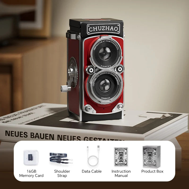 CHUZHAO Vintage Mini Digital Camera Retro Autofocus 12MP, 1080P FHD Video Vlogging Portable Camera for Birthday Idea Gift