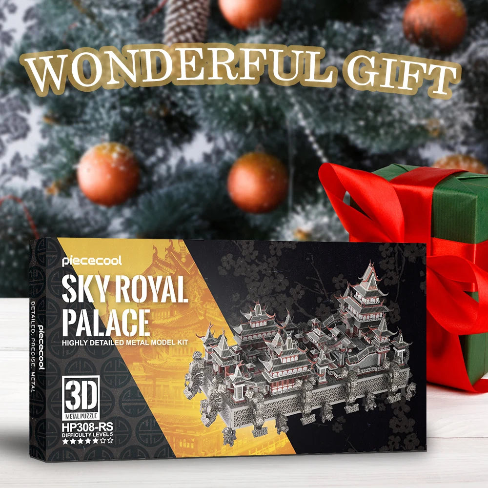 Piececool 3D Metal Model Building Kits Sky Royal Palace Assembly Model Kits 3D Metal Puzzles for Home Decoration Best Gifts