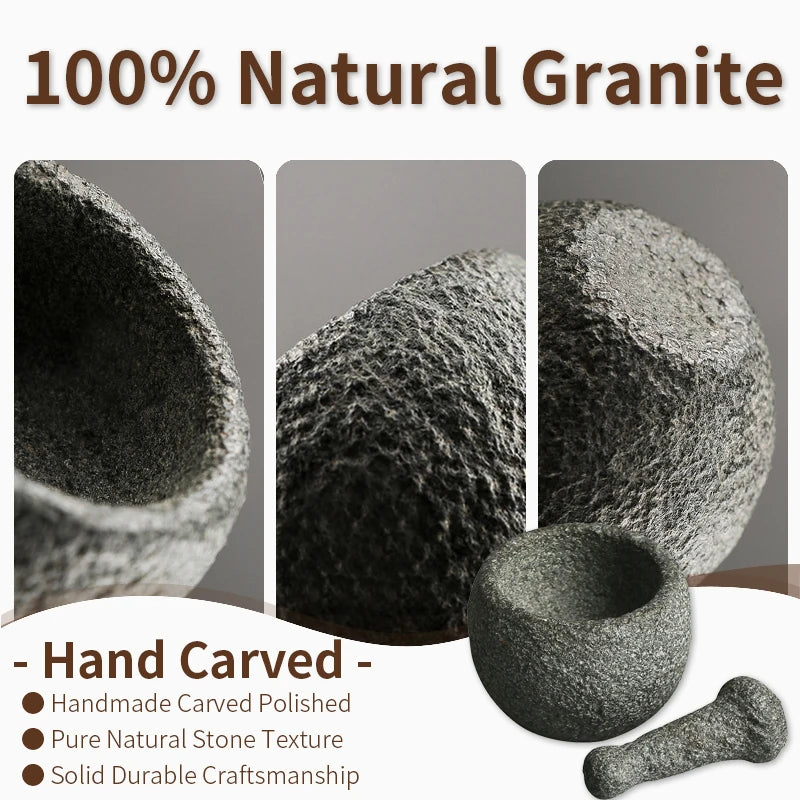 Mortar Pestle Natural Stone Handmade Zen Premium Tea Pet Spice Grinder Chinese Tea Ceremony Home Kitchen Gift for Tea Lovers