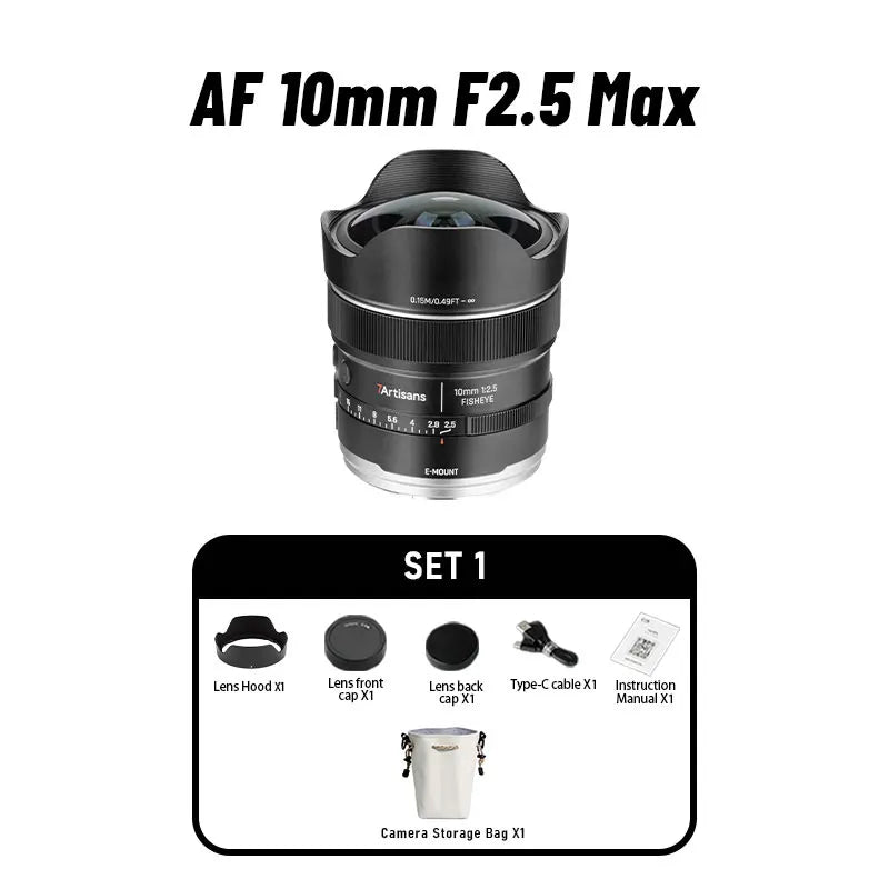 7artisans 10mm F2.5 MAX AF Full Frame Large Aperture Fisheye Auto Camera Lens for Sony E FE Nikon Z Panasonic Lumix Sigma L