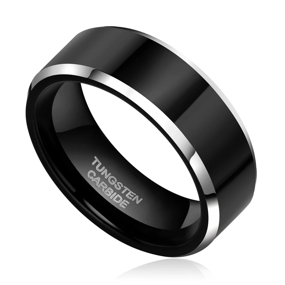 Somen 8mm 6mm Women Men Black Tungsten Carbide Ring Wedding Band Promise Marriage Couples Rings Set Fashion Alliance Jewelry