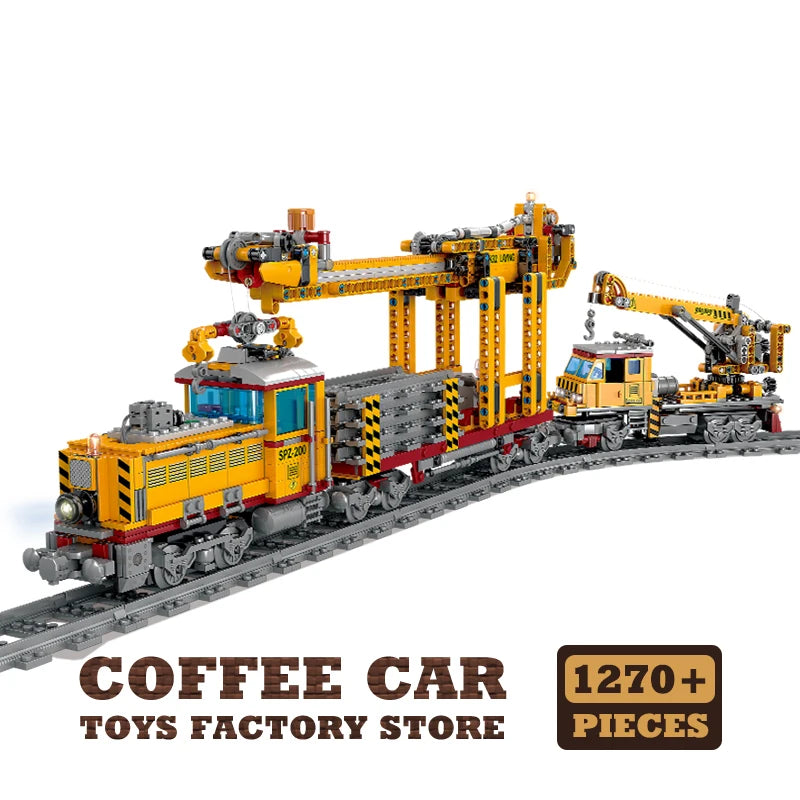 High-tech City Power Train Blocks Toys Track Moving Locomotive Model Building Kit Railway Cars MOC Bricks Friend Christmas Gifts