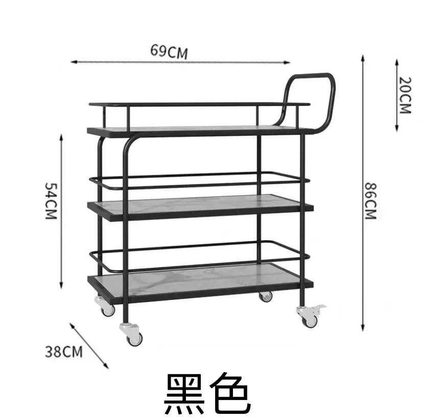 3-Tier European Style Rolling Serving Cart Versatile Beverage Dessert Trolley for Hotel Restaurant Cafe Wedding Party Home Use
