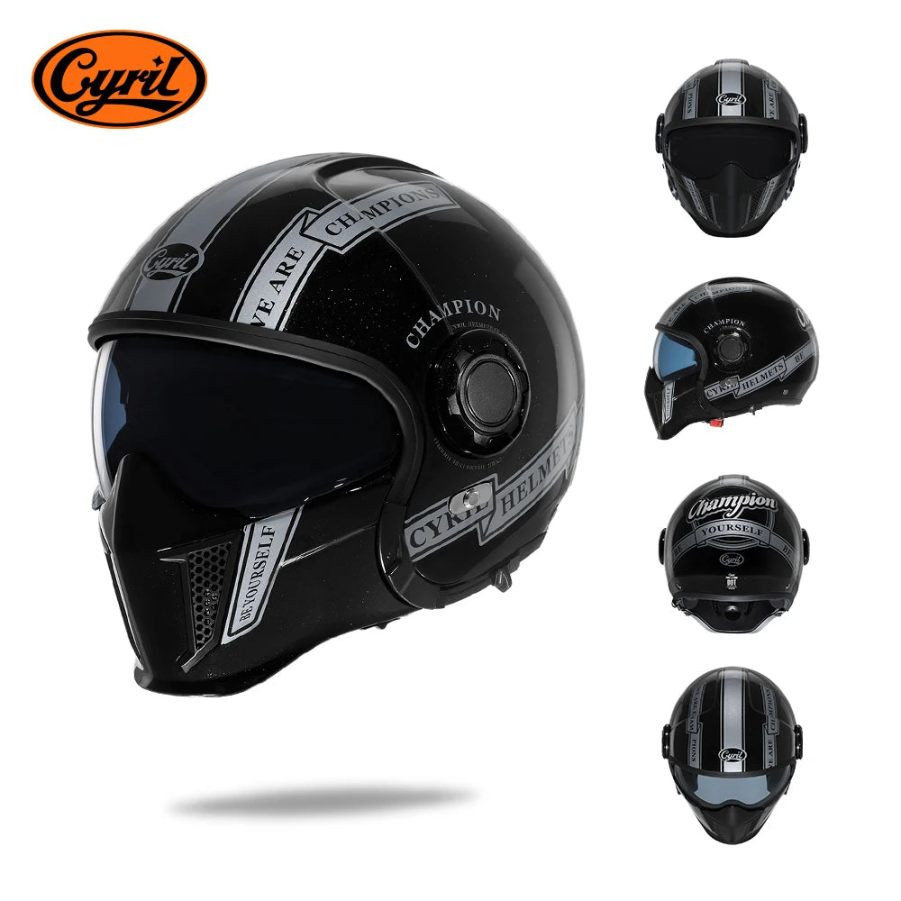 Motorcycle Helmet Full Face Open Face Helmet Modular Helmets Double Lens Quick Release Buckle Men Women CYRIL OP12A Cascos Moto