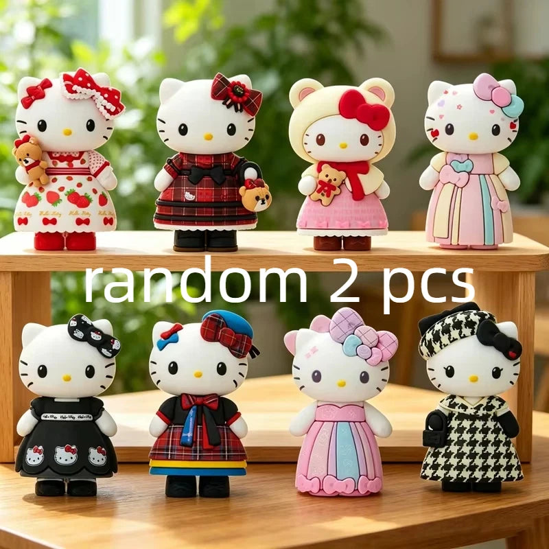 Cute Kt Cat Elegant Socialite Series Blind Box Kawaii Collectible Action Figure Desktop Decoration Holiday Gifts For Friends