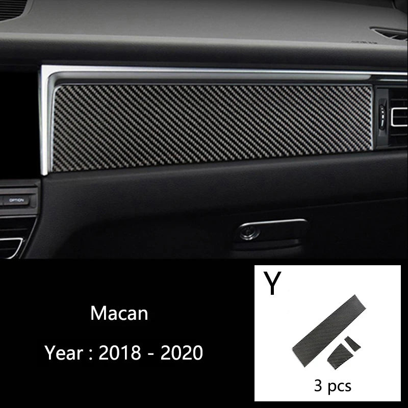 Car Styling For Porsche macan 2014-20 Carbon fiber Center Console Air outlet Dashboard Covers Stickers Interior Auto Accessories