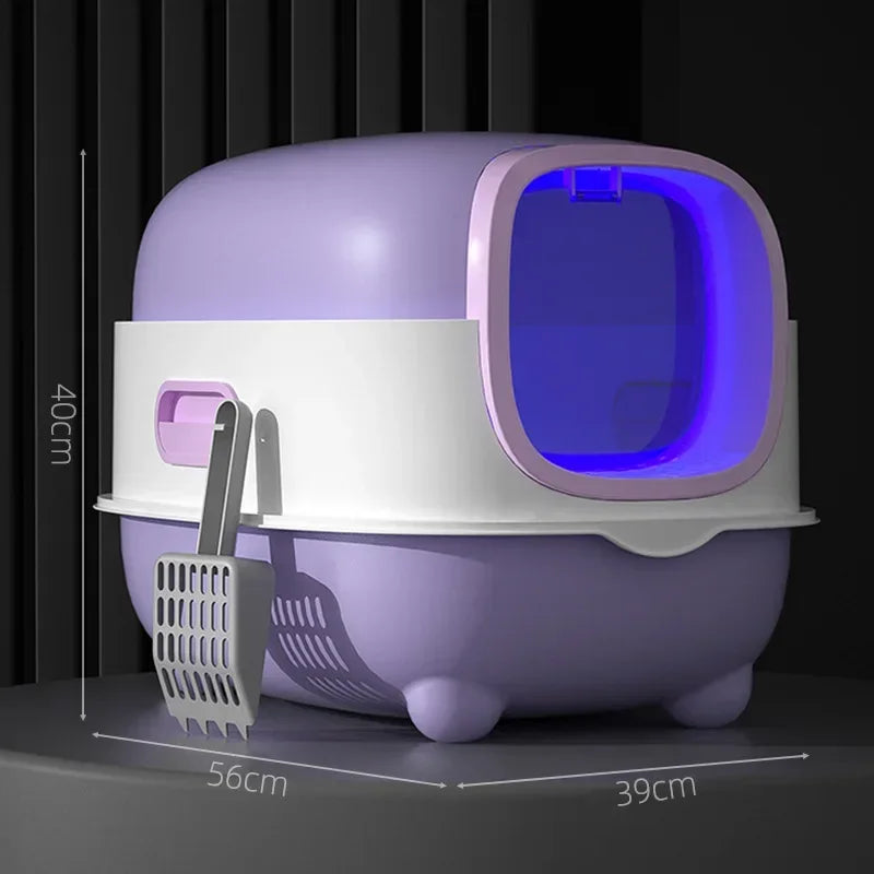 Oversized Cat Litter Box Fully Enclosed Pet Toilet Automatic Deodorizing Flip-top Cat Shit Basin