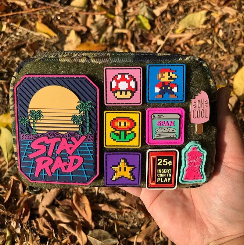 Pixel Cartoon PVC Patch for Clothing Customs Clearance Game Tactical Morale Badge on Backpack Applique Hook Loop Armband Sticker