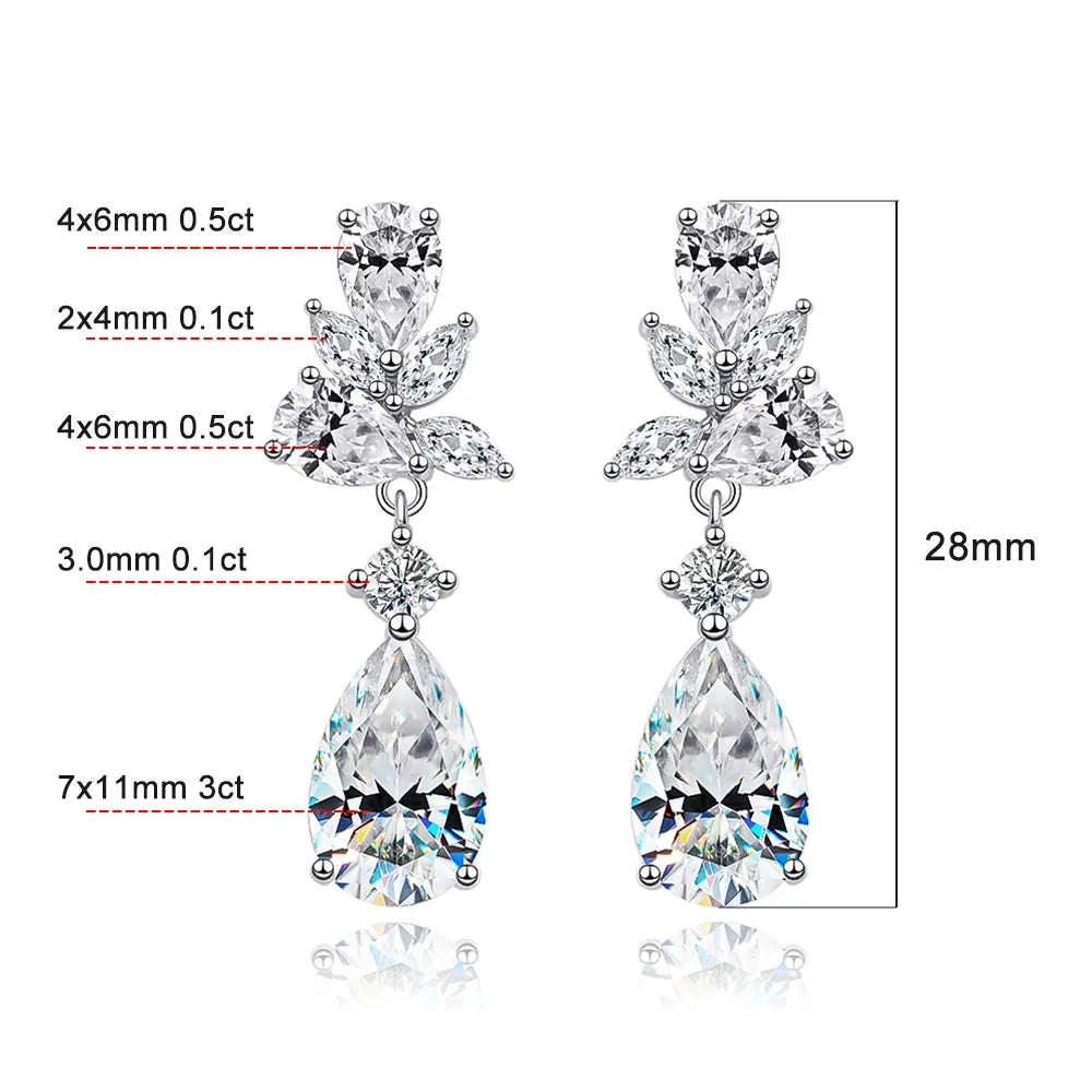 KNOBSPIN All Moissanite Earrings for Women Wedding Party Luxury Earring Jewelry s925 Sterling Sliver Plated 18k Gold Ear Stud