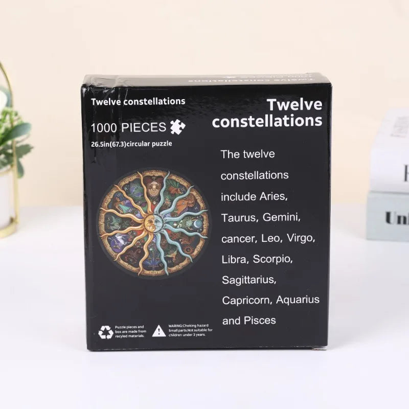 Adult Round Puzzle 1000 Pieces 12 constellations Challenge Games Learning Educational Puzzle Toys Moon Puzzle Space Flat Puzzle