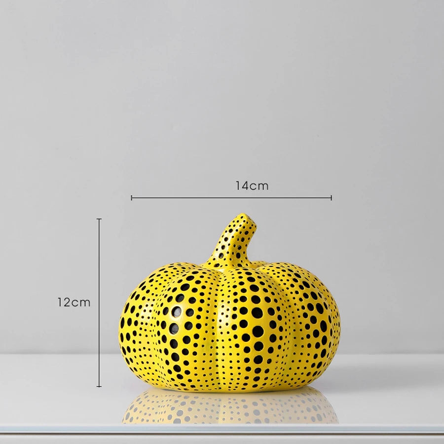 Yellow Wave Point Arts Crafts Funny Animal Owl Pumpkin Bird Statues Ornament Home Room Sculpture Desktop Decoration Figurines
