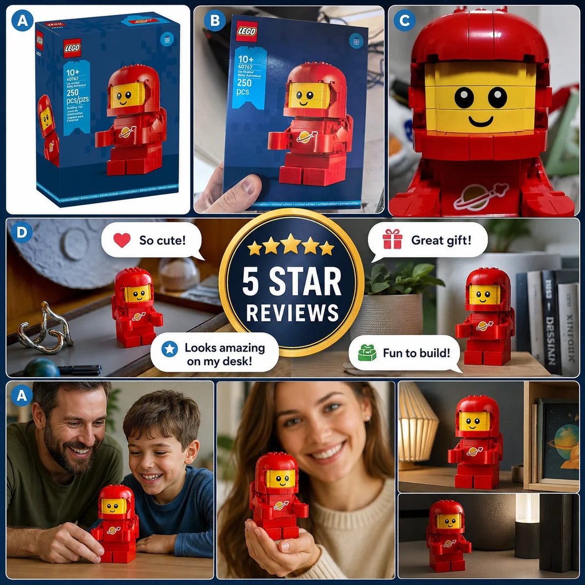LEGO® Up-Scaled Baby Astronaut (40767) LEGO Minifigures Building Blocks Set Lets Boys and Girls 250 Pieces