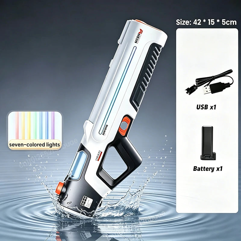 New Pulse Colorful Flashing Electric Continuous Water Gun Toy Automatic Water Suction Large Capacity Adult Water Toy Gift