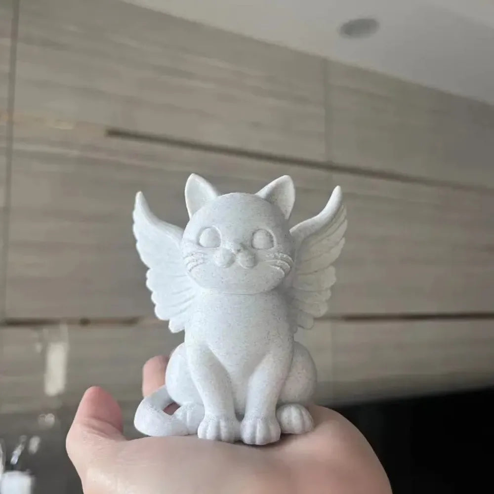 1 Piece Angel Cat Statue Ornament, Cat Statue with Wings, Pet Keepsake Animal Cat Statue Ornament, Elegant and Simple Decoration, Suitable for Home, Office or Living Room Decoration, Birthday, Halloween, Christmas, Thanksgivi