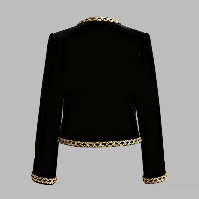 Modigirl Woman Fall Winter Gold Embroidered Jackets 2026 New Velvet Long Sleeve Round Neck Button Christmas Holiday Ladies Coat