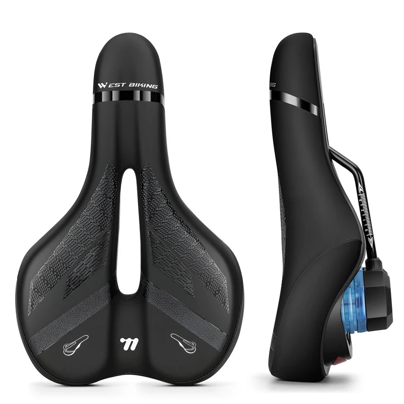 Bike Saddle with LED Taillight 6 Lighting Modes Memory Foam Padding TYPE-C Charging Weatherproof for Night Cycling Safety