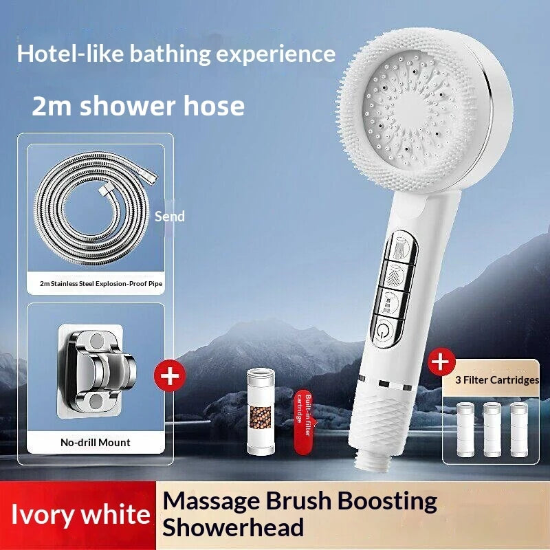 4Modes Pressure Boost Shower Head Multifunction Adjustable Large Water Shower Nozzle Massage Bathroom Accessory
