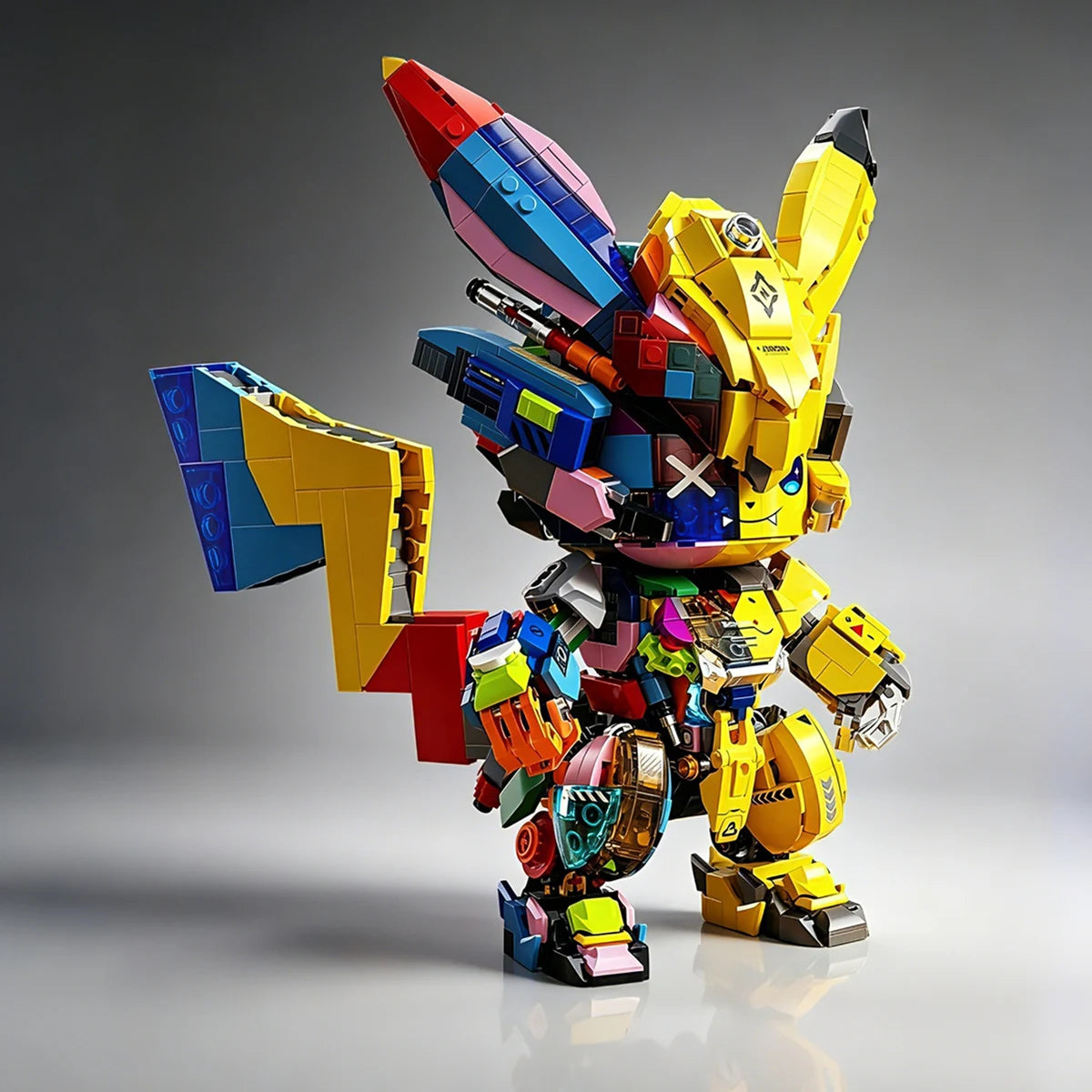 Designer Home Decor Pokemon Mecha Pikachu Display Kit Desk Anime Creative Model Building Block Bricks Gift 1500+PCS