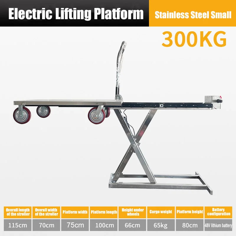 Electric Hydraulic Lithium Battery Lifting Platform Cart Suitable Small Truck Van Lifting Table Small Lifting Table 300/500KG