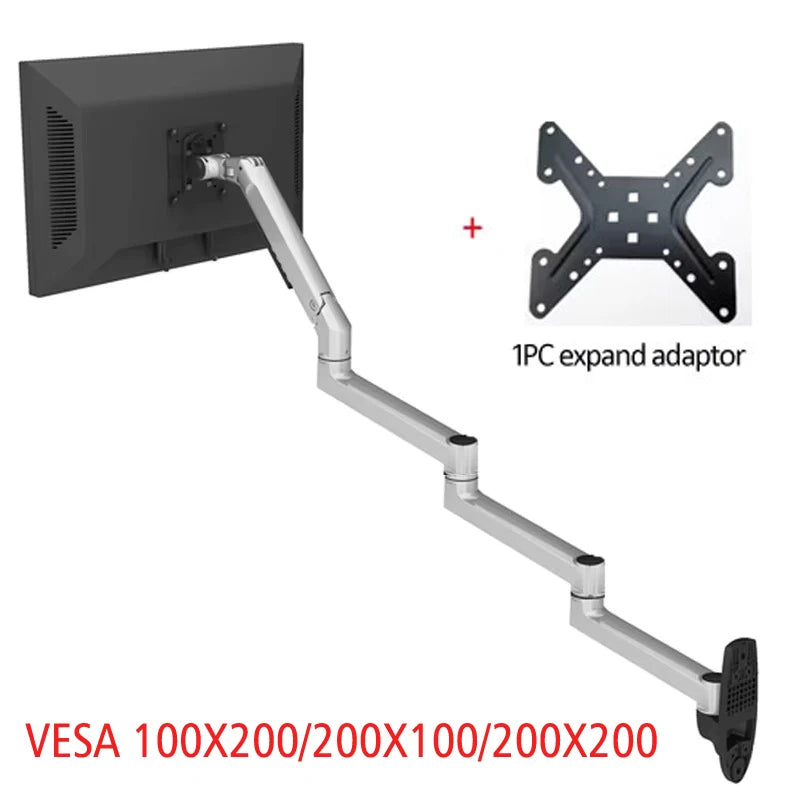 D-MOUNT 7014 Aluminum Mechanical Spring 17'-32' TV Monitor Wall Mount Bracket Extra 4 Section Long Arm Full Motion Rotate 3-6kg