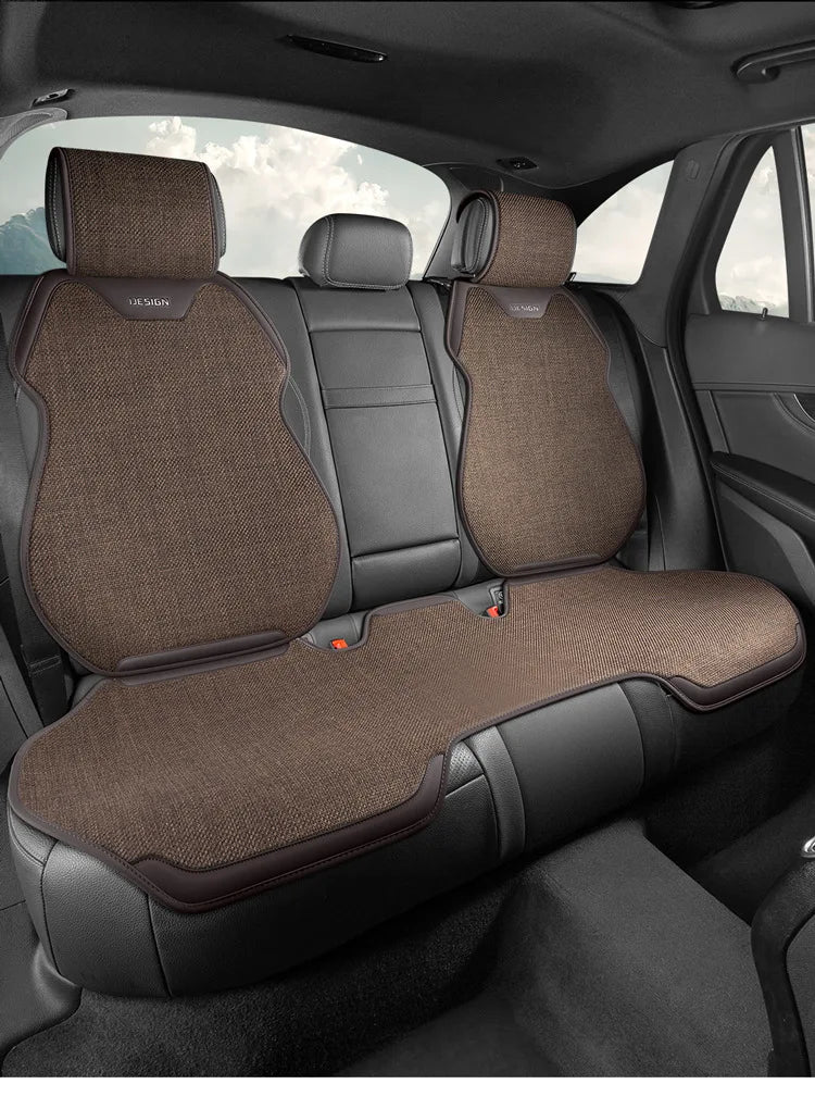 Universal Linen Car Seat Cover Four Season Flax Comfortable Breathable Anti-Slip Car Covers Cushion SUV Sedan Seat Protection