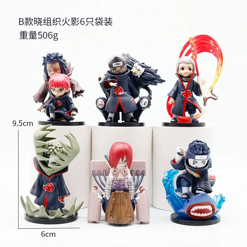 Naruto Akatsuki Organization 6Pcs Figure Set Anime Character Model Toys Bag Packed Desktop Collectible Ornament Gift