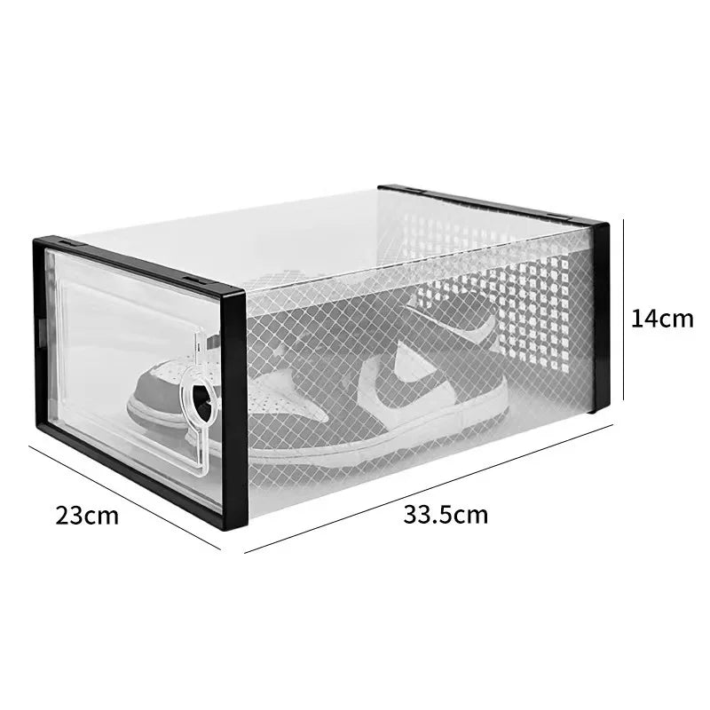 6/12/24pcs Transparent Shoe Boxes Stackable Shoe Cases Storage Plastic Shoes Box Dustproof Sneaker Boxes Shoes Furniture Organiz