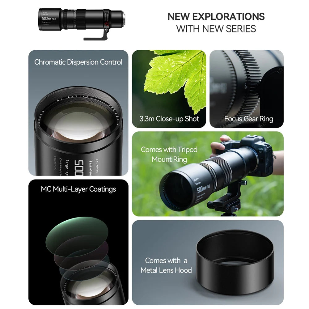 TTArtisan 500mm F6.3 Telephoto Lens Full Frame Lens Camera Full Frame Lens for Sony E-Mount Nikon Z-Mount Canon RF-Mount L-Mount